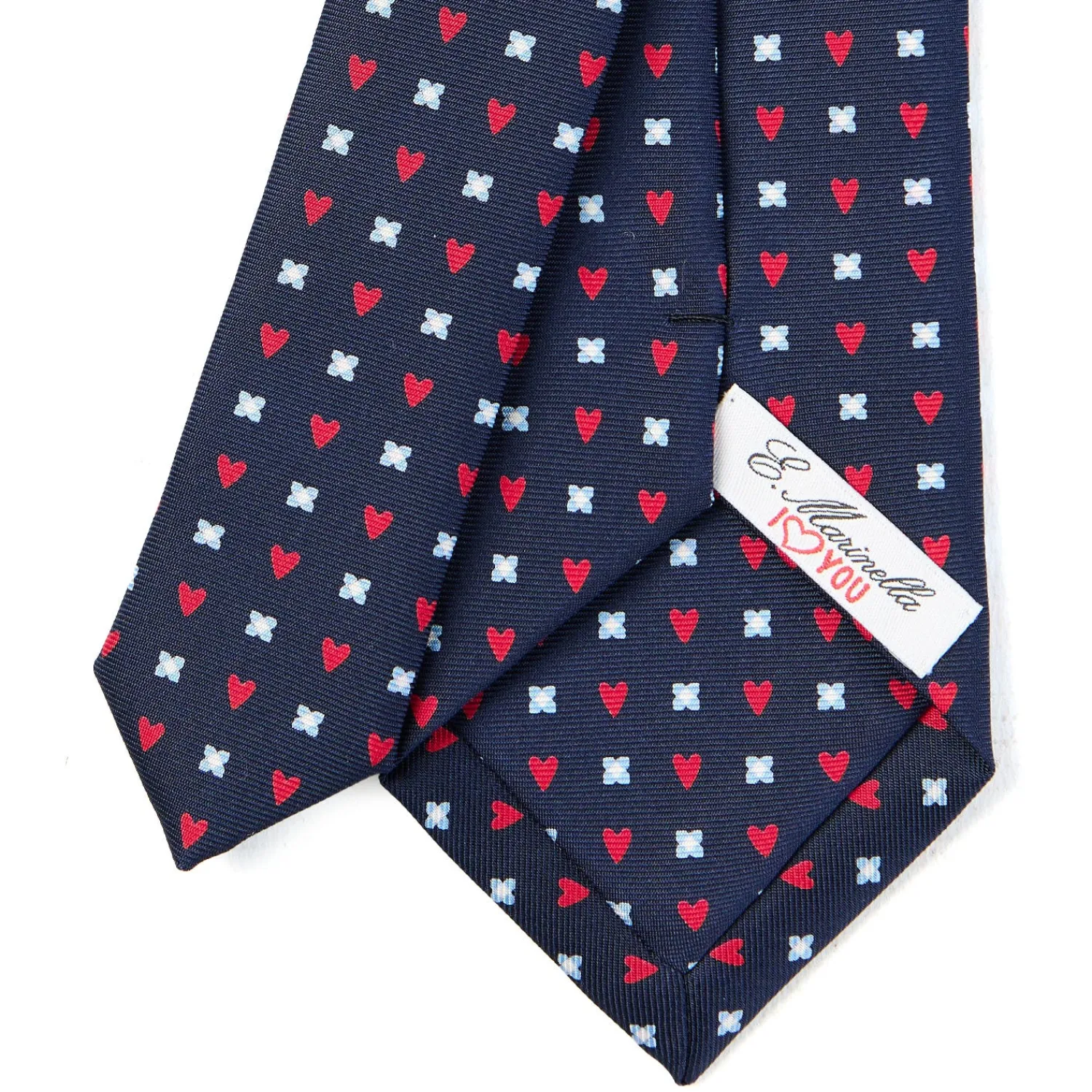 E.Marinella CRAVATTE|Cravatte In Seta Stampata|CRAVATTA SARTORIALE CLASSICA IN SETA BLU SCURO Collezione san valentino