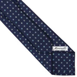 E.Marinella CRAVATTE|Cravatte In Seta Stampata|CRAVATTA SARTORIALE CLASSICA IN SETA BLU SCURO Microfantasia fiore