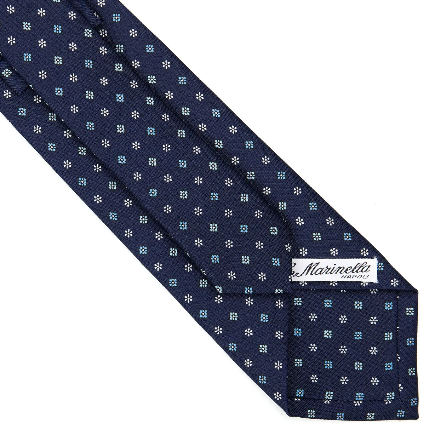 E.Marinella CRAVATTE|Cravatte In Seta Stampata|CRAVATTA SARTORIALE CLASSICA IN SETA BLU SCURO Microfantasia fiore