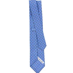 E.Marinella CRAVATTE|Cravatte In Seta Stampata|CRAVATTA SARTORIALE CLASSICA IN SETA AZZURRO POLVERE Microfantasia fiore