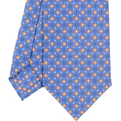E.Marinella CRAVATTE|Cravatte In Seta Stampata|CRAVATTA SARTORIALE CLASSICA IN SETA AZZURRO POLVERE Microfantasia fiore
