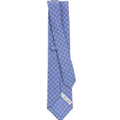 E.Marinella CRAVATTE|Cravatte In Seta Stampata|CRAVATTA SARTORIALE CLASSICA IN SETA AZZURRO POLVERE Microfantasia fiore