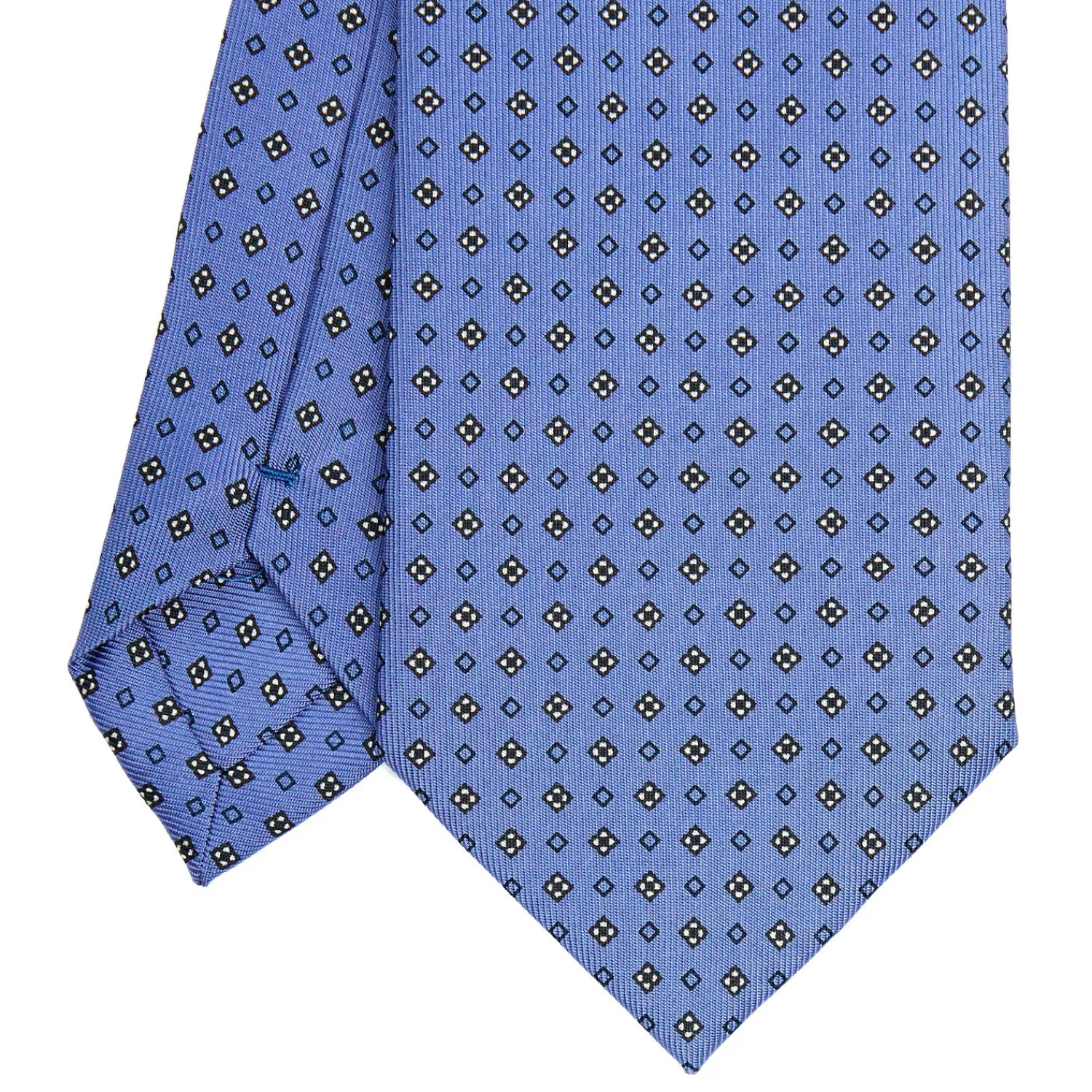 E.Marinella CRAVATTE|Cravatte In Seta Stampata|CRAVATTA SARTORIALE CLASSICA IN SETA AZZURRO POLVERE Microfantasia fiore