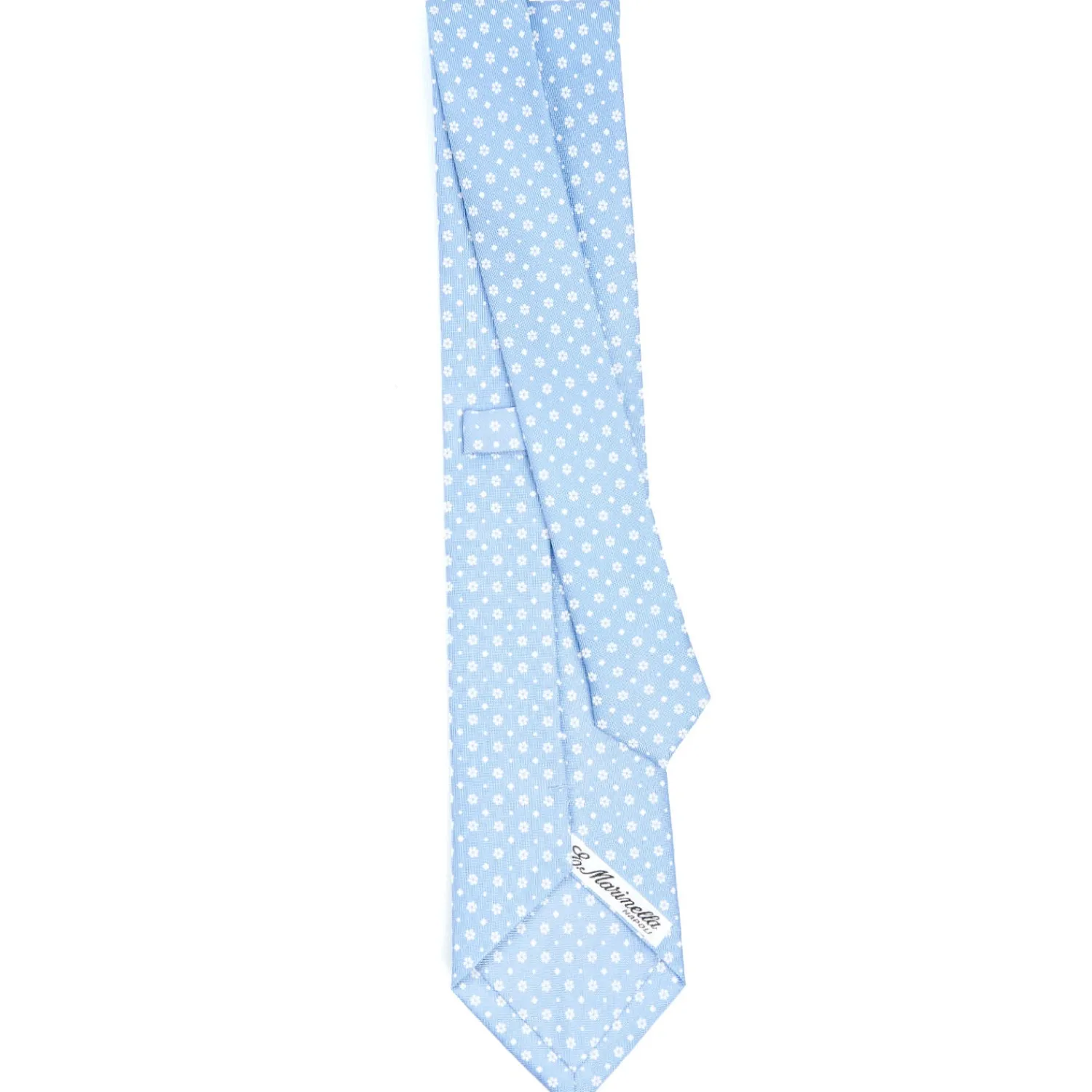 E.Marinella CRAVATTE|Cravatte In Seta Stampata|CRAVATTA SARTORIALE CLASSICA IN SETA AZZURRO Microfantasia fiore