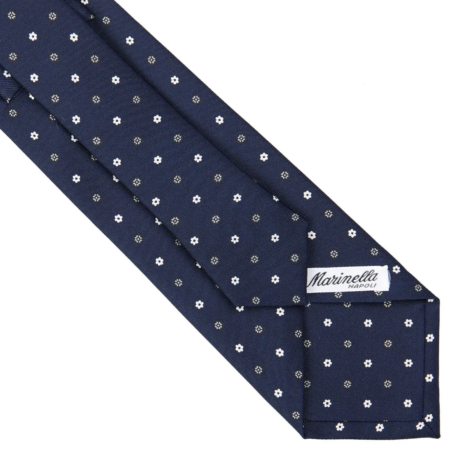 E.Marinella CRAVATTE|Cravatte In Seta Stampata|CRAVATTA SARTORIALE CLASSICA IN SETA BLU SCURO Microfantasia fiore