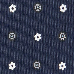 E.Marinella CRAVATTE|Cravatte In Seta Stampata|CRAVATTA SARTORIALE CLASSICA IN SETA BLU SCURO Microfantasia fiore