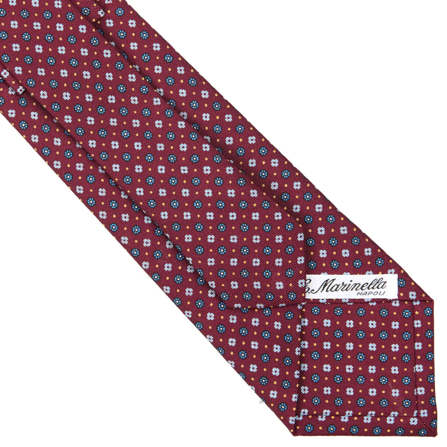 E.Marinella CRAVATTE|Cravatte In Seta Stampata|CRAVATTA SARTORIALE CLASSICA IN SETA BORDEAUX Microfantasia fiore