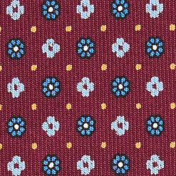 E.Marinella CRAVATTE|Cravatte In Seta Stampata|CRAVATTA SARTORIALE CLASSICA IN SETA BORDEAUX Microfantasia fiore