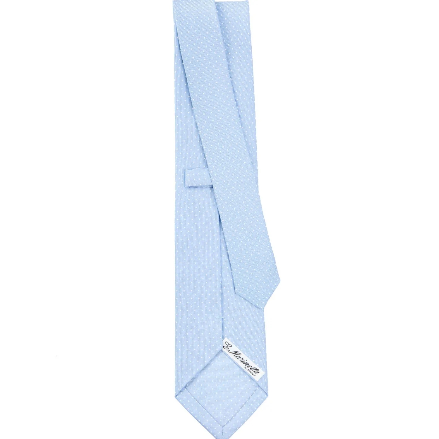E.Marinella CRAVATTE|Cravatte In Seta Stampata|CRAVATTA SARTORIALE CLASSICA IN SETA AZZURRA Pois