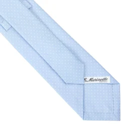 E.Marinella CRAVATTE|Cravatte In Seta Stampata|CRAVATTA SARTORIALE CLASSICA IN SETA AZZURRA Pois