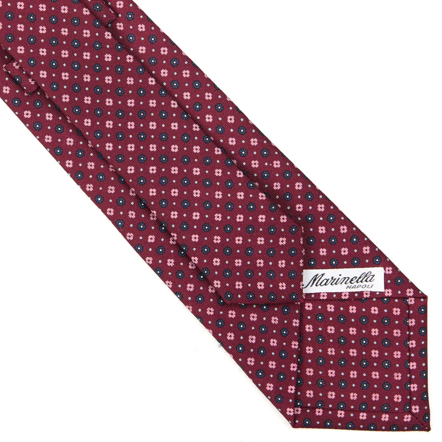 E.Marinella CRAVATTE|Cravatte In Seta Stampata|CRAVATTA SARTORIALE CLASSICA IN SETA BORDEAUX Microfantasia fiore