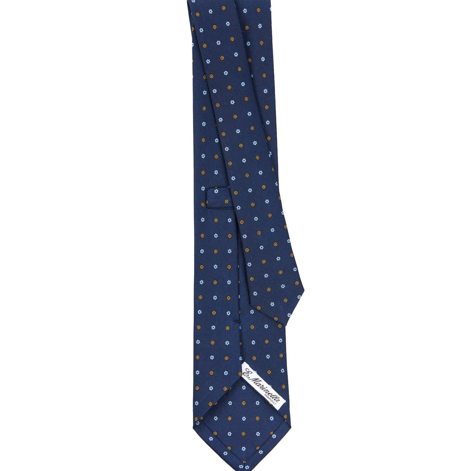 E.Marinella CRAVATTE|Cravatte In Seta Stampata|CRAVATTA SARTORIALE CLASSICA IN SETA BLU SCURO Microfantasia fiore