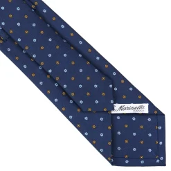 E.Marinella CRAVATTE|Cravatte In Seta Stampata|CRAVATTA SARTORIALE CLASSICA IN SETA BLU SCURO Microfantasia fiore