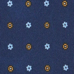E.Marinella CRAVATTE|Cravatte In Seta Stampata|CRAVATTA SARTORIALE CLASSICA IN SETA BLU SCURO Microfantasia fiore