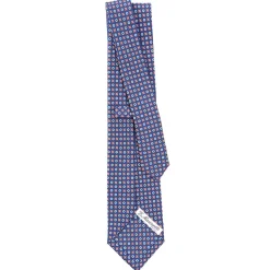 E.Marinella CRAVATTE|Cravatte In Seta Stampata|CRAVATTA SARTORIALE CLASSICA IN SETA BLU Microfantasia fiore