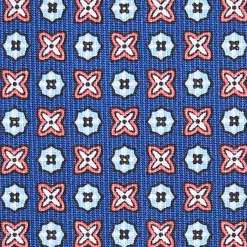 E.Marinella CRAVATTE|Cravatte In Seta Stampata|CRAVATTA SARTORIALE CLASSICA IN SETA BLU Microfantasia fiore