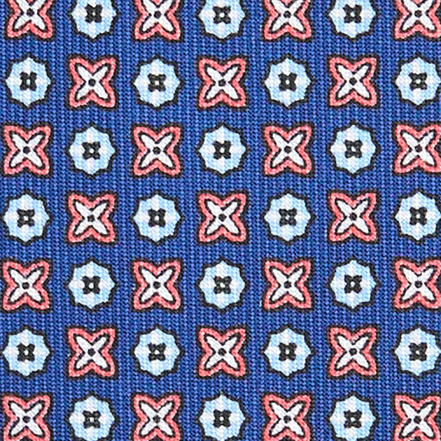 E.Marinella CRAVATTE|Cravatte In Seta Stampata|CRAVATTA SARTORIALE CLASSICA IN SETA BLU Microfantasia fiore