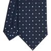 E.Marinella CRAVATTE|Cravatte In Seta Stampata|CRAVATTA SARTORIALE CLASSICA IN SETA BLU SCURO Microfantasia fiore