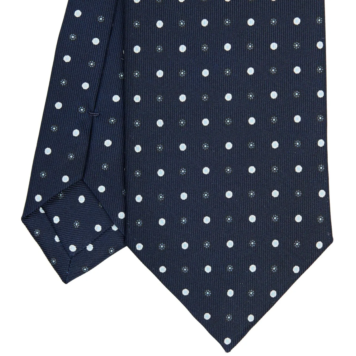 E.Marinella CRAVATTE|Cravatte In Seta Stampata|CRAVATTA SARTORIALE CLASSICA IN SETA BLU SCURO Microfantasia fiore