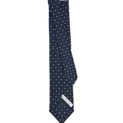 E.Marinella CRAVATTE|Cravatte In Seta Stampata|CRAVATTA SARTORIALE CLASSICA IN SETA BLU SCURO Microfantasia fiore