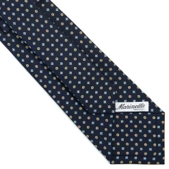 E.Marinella CRAVATTE|Cravatte In Seta Stampata|CRAVATTA SARTORIALE CLASSICA IN SETA BLU SCURO Microfantasia fiore