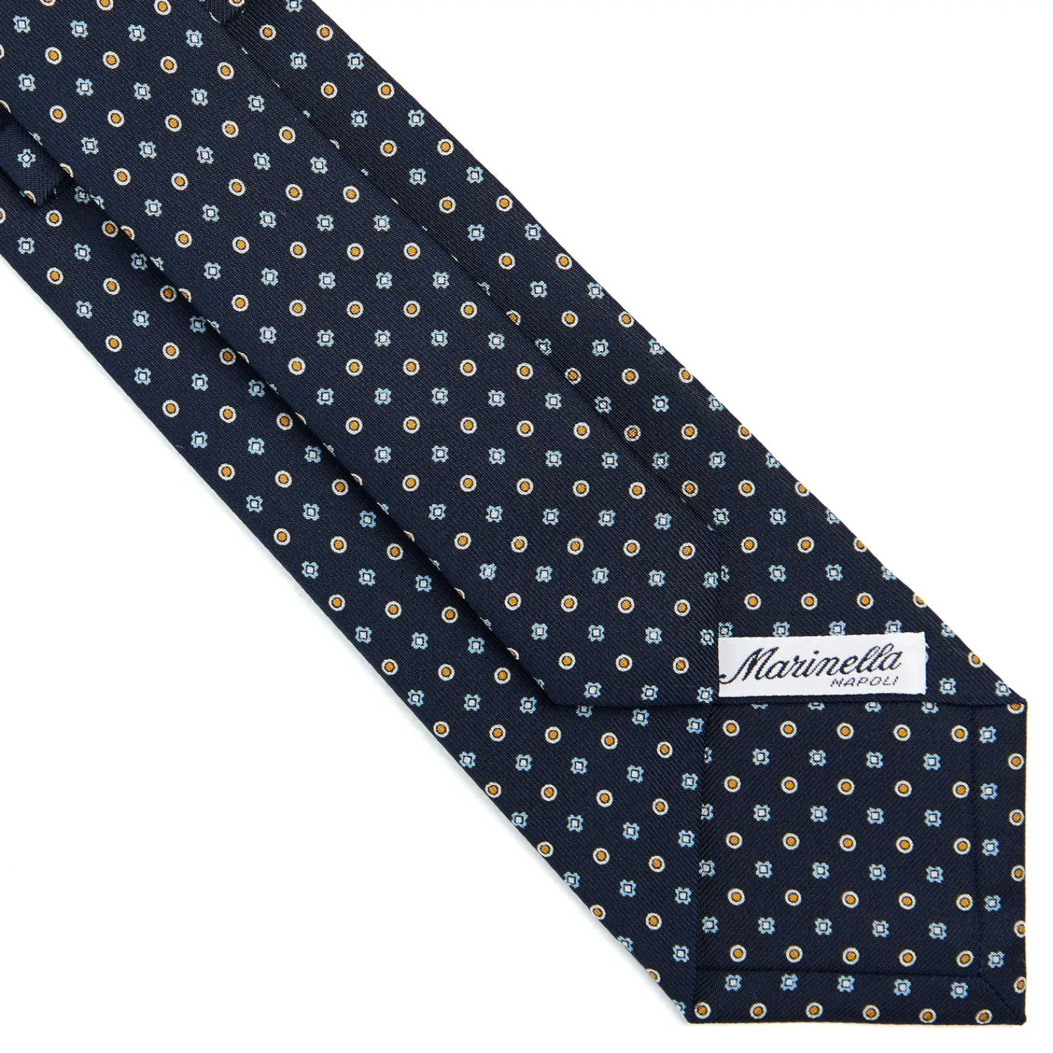 E.Marinella CRAVATTE|Cravatte In Seta Stampata|CRAVATTA SARTORIALE CLASSICA IN SETA BLU SCURO Microfantasia fiore