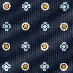 E.Marinella CRAVATTE|Cravatte In Seta Stampata|CRAVATTA SARTORIALE CLASSICA IN SETA BLU SCURO Microfantasia fiore