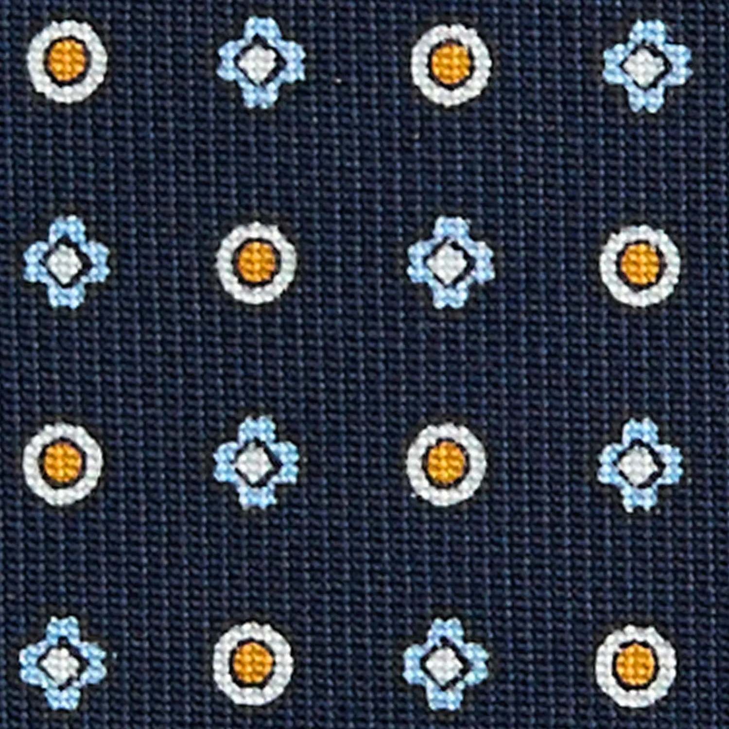 E.Marinella CRAVATTE|Cravatte In Seta Stampata|CRAVATTA SARTORIALE CLASSICA IN SETA BLU SCURO Microfantasia fiore