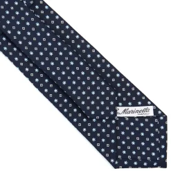 E.Marinella CRAVATTE|Cravatte In Seta Stampata|CRAVATTA SARTORIALE CLASSICA IN SETA BLU SCURO Microfantasia fiore