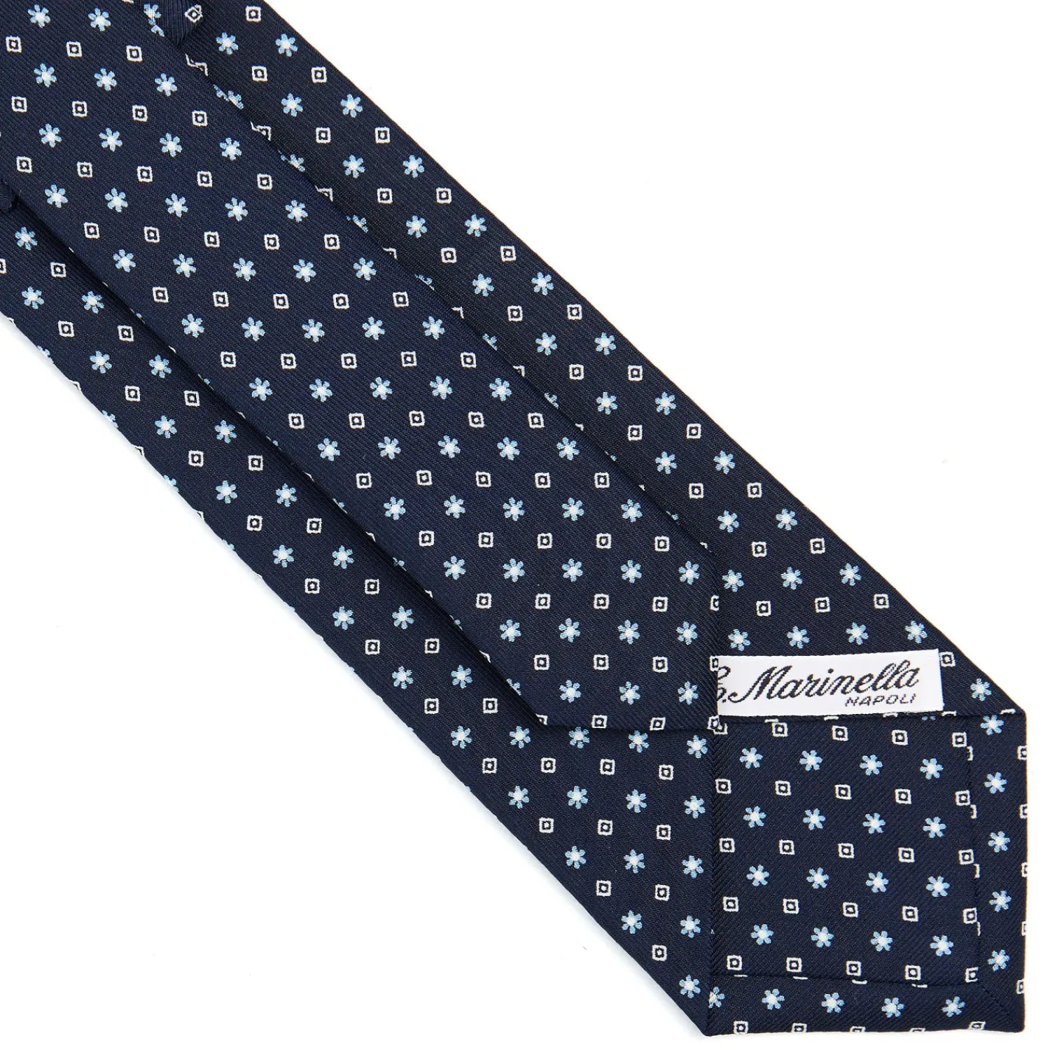 E.Marinella CRAVATTE|Cravatte In Seta Stampata|CRAVATTA SARTORIALE CLASSICA IN SETA BLU SCURO Microfantasia fiore