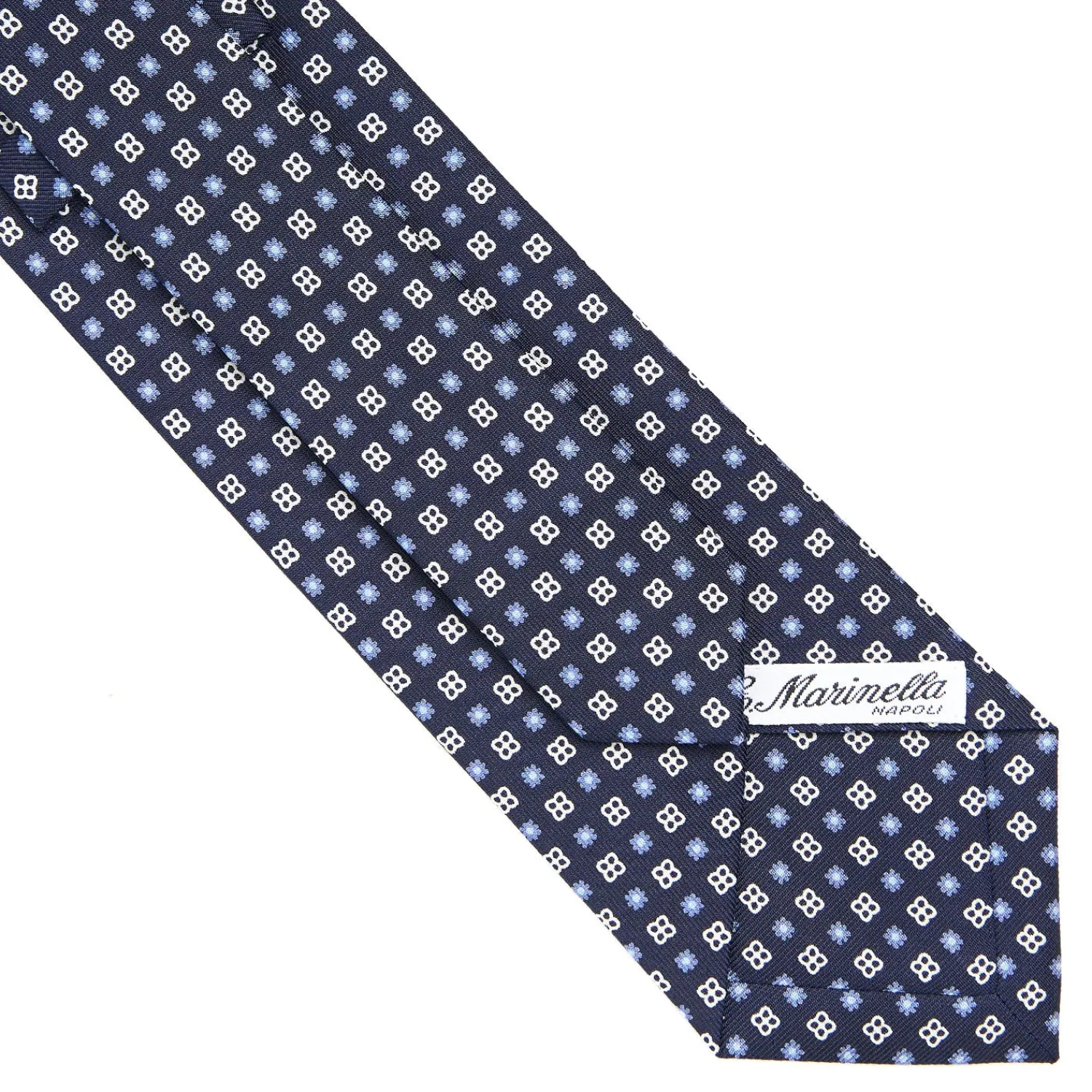 E.Marinella CRAVATTE|Cravatte In Seta Stampata|CRAVATTA SARTORIALE CLASSICA IN SETA BLU SCURO Microfantasia fiore