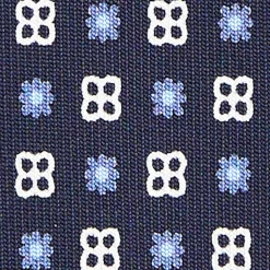 E.Marinella CRAVATTE|Cravatte In Seta Stampata|CRAVATTA SARTORIALE CLASSICA IN SETA BLU SCURO Microfantasia fiore