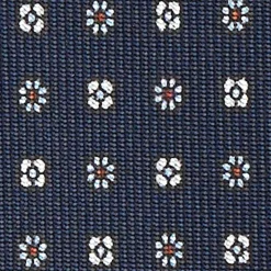 E.Marinella CRAVATTE|CRAVATTA SARTORIALE CLASSICA IN SETA BLU SCURO Microfantasia fiore