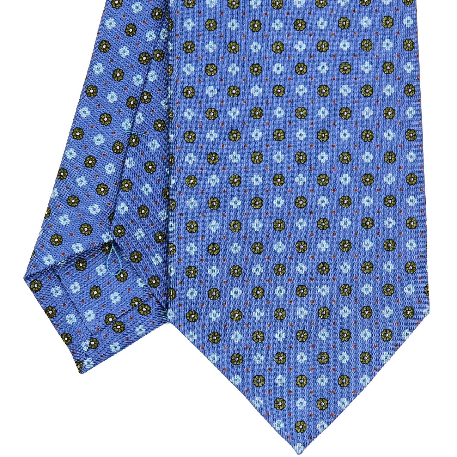 E.Marinella CRAVATTE|Cravatte In Seta Stampata|CRAVATTA SARTORIALE CLASSICA IN SETA AZZURRO POLVERE Microfantasia fiore