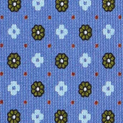 E.Marinella CRAVATTE|Cravatte In Seta Stampata|CRAVATTA SARTORIALE CLASSICA IN SETA AZZURRO POLVERE Microfantasia fiore