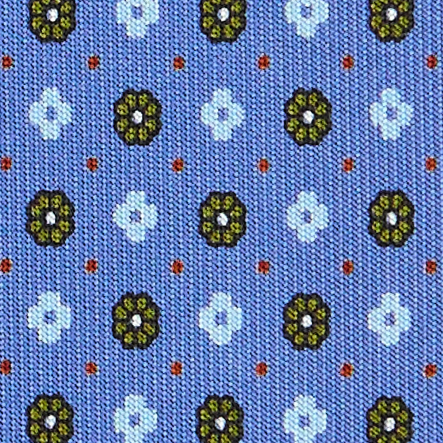 E.Marinella CRAVATTE|Cravatte In Seta Stampata|CRAVATTA SARTORIALE CLASSICA IN SETA AZZURRO POLVERE Microfantasia fiore