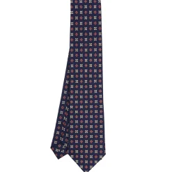 E.Marinella CRAVATTE|Cravatte In Seta Stampata|CRAVATTA SARTORIALE CLASSICA IN SETA BLU SCURO Microfantasia fiore