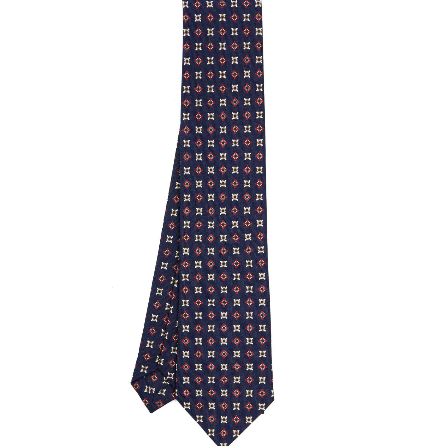 E.Marinella CRAVATTE|Cravatte In Seta Stampata|CRAVATTA SARTORIALE CLASSICA IN SETA BLU SCURO Microfantasia fiore