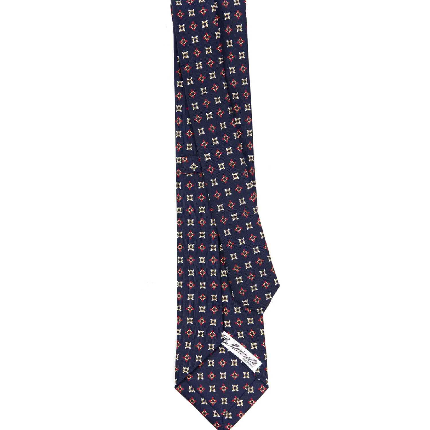 E.Marinella CRAVATTE|Cravatte In Seta Stampata|CRAVATTA SARTORIALE CLASSICA IN SETA BLU SCURO Microfantasia fiore