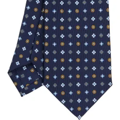 E.Marinella CRAVATTE|Cravatte In Seta Stampata|CRAVATTA SARTORIALE CLASSICA IN SETA BLU SCURO Microfantasia fiore