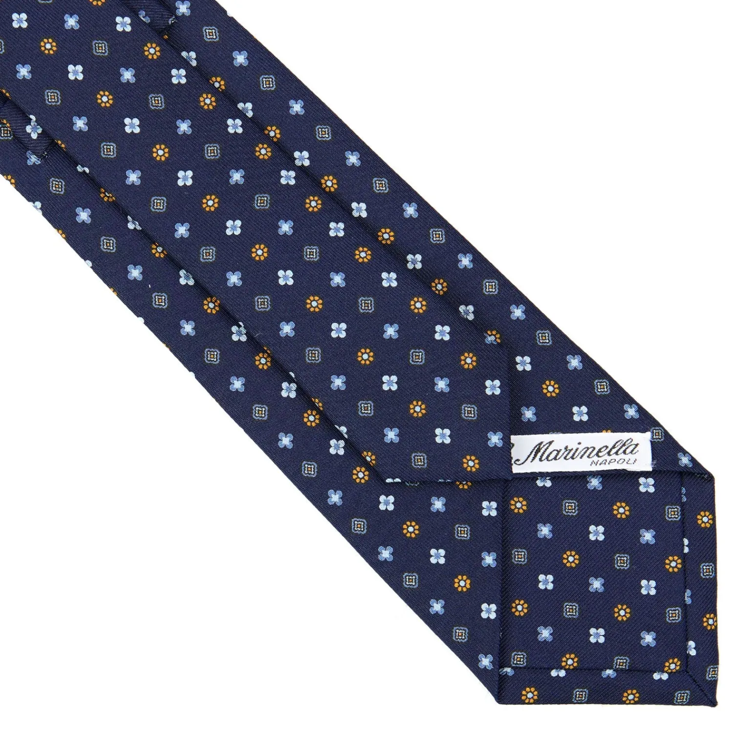 E.Marinella CRAVATTE|Cravatte In Seta Stampata|CRAVATTA SARTORIALE CLASSICA IN SETA BLU SCURO Microfantasia fiore