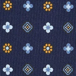 E.Marinella CRAVATTE|Cravatte In Seta Stampata|CRAVATTA SARTORIALE CLASSICA IN SETA BLU SCURO Microfantasia fiore