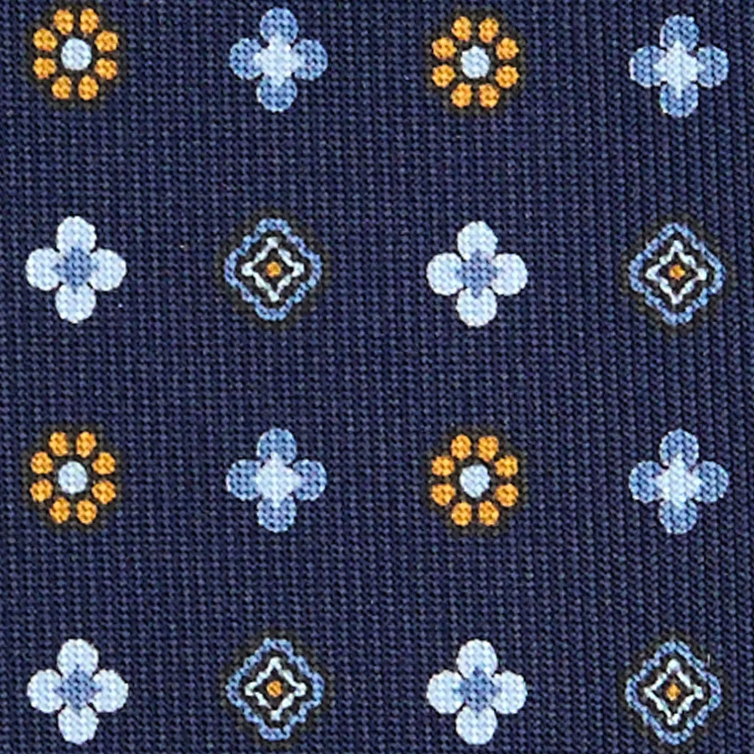 E.Marinella CRAVATTE|Cravatte In Seta Stampata|CRAVATTA SARTORIALE CLASSICA IN SETA BLU SCURO Microfantasia fiore