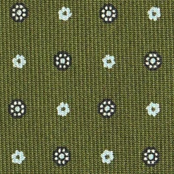 E.Marinella CRAVATTE|Cravatte In Seta Stampata|CRAVATTA SARTORIALE CLASSICA IN SETA VERDE OLIVA Microfantasia fiore