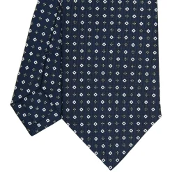 E.Marinella CRAVATTE|Cravatte In Seta Stampata|CRAVATTA SARTORIALE CLASSICA IN SETA BLU SCURO Microfantasia fiore