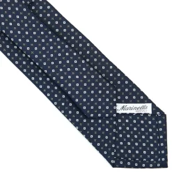 E.Marinella CRAVATTE|Cravatte In Seta Stampata|CRAVATTA SARTORIALE CLASSICA IN SETA BLU SCURO Microfantasia fiore