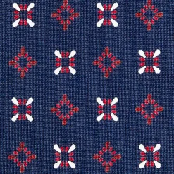 E.Marinella CRAVATTE|Cravatte In Seta Stampata|CRAVATTA SARTORIALE CLASSICA IN SETA BLU SCURO Microfantasia fiore