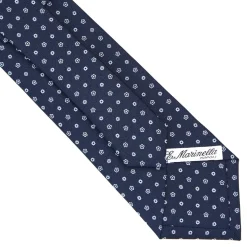 E.Marinella CRAVATTE|Cravatte In Seta Stampata|CRAVATTA SARTORIALE CLASSICA IN SETA BLU SCURO Microfantasia fiore