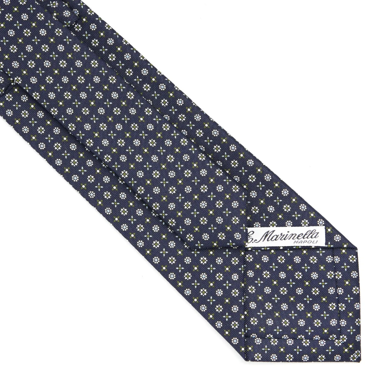 E.Marinella CRAVATTE|Cravatte In Seta Stampata|CRAVATTA SARTORIALE CLASSICA IN SETA BLU SCURO Microfantasia fiore
