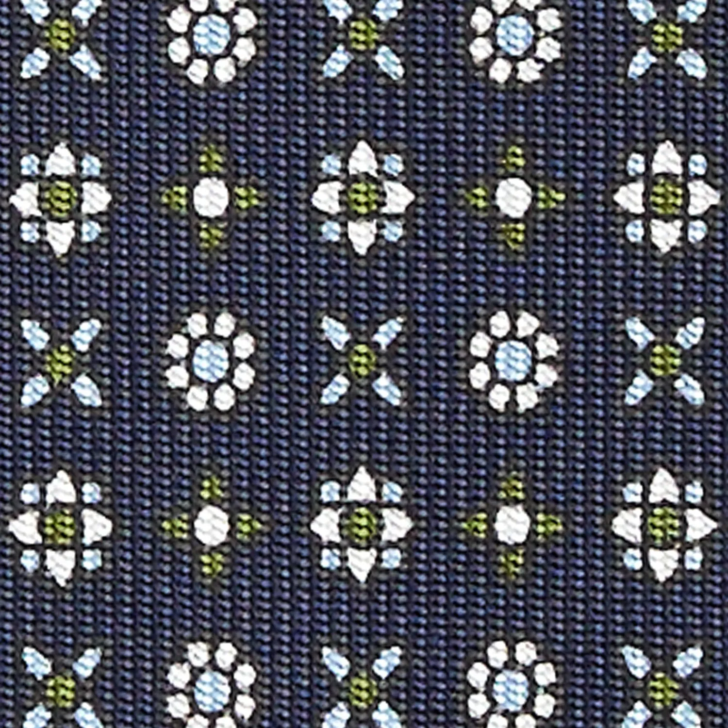 E.Marinella CRAVATTE|Cravatte In Seta Stampata|CRAVATTA SARTORIALE CLASSICA IN SETA BLU SCURO Microfantasia fiore